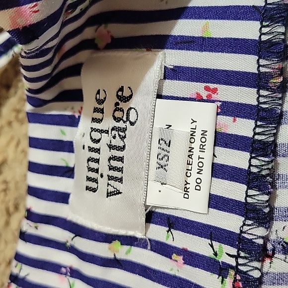 Unique Vintage Asymmetrical Navy Blue White Hamilton Dress Size XS - Picture 7 of 7